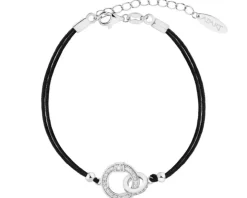 Bransoletka z elementami srebra i cyrkoniami - koła