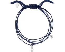 Bransoletka z elementami srebra i cyrkoniami - nieskończoność, kwiat, serce