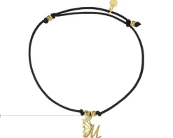 Bransoletka z elementami srebra - litera M, motyl