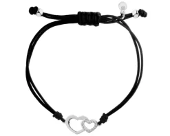 Bransoletka z elementami srebra i cyrkoniami - serca