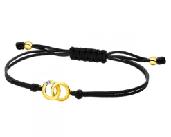 Bransoletka z elementami żółtego złota i diamentem - 0,004 ct - próba 585