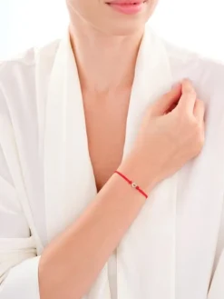 Bransoletka z elementami białego złota z diamentem - serce - 0,004 ct - próba 585