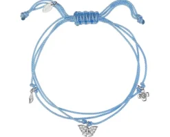 Bransoletka z elementami srebra i cyrkoniami - motyl, kwiat, liść