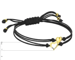 Bransoletka z elementami żółtego złota i diamentami - serca - 0,006 ct - próba 375