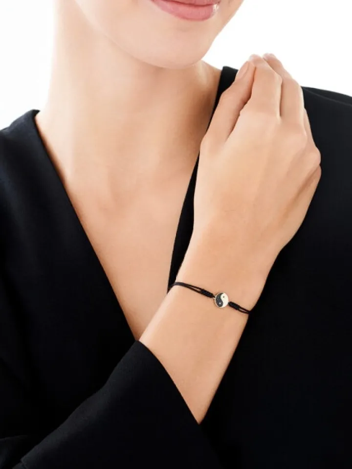 Bransoletka z elementami z żółtego złota i diamentami - yin yang - 0,012 ct - próba 375