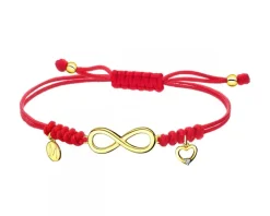 Bransoletka z elementami żółtego złota i diamentem - nieskończoność, litera M, serce - 0,005 ct - próba 375