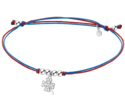 Bransoletka z elementami srebra i cyrkoniami - koniczyna