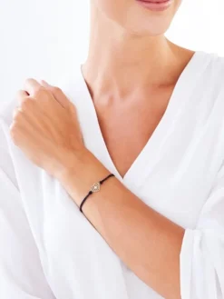 Bransoletka z elementami żółtego złota i brylantem - serce - 0,008 ct - próba 375