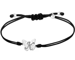 Bransoletka z elementami srebra - litera K, motyl