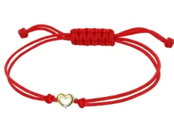 Bransoletka z elementami żółtego złota z diamentem - serce - 0,004 ct - próba 585