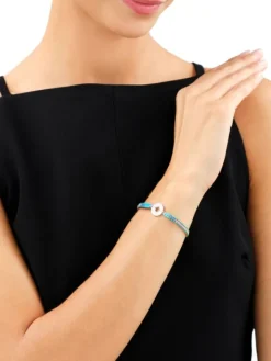 Bransoletka z elementami srebra z efektem Tie Dye - kompas