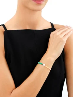 Bransoletka z elementami srebra z efektem Tie Dye - koniczyna