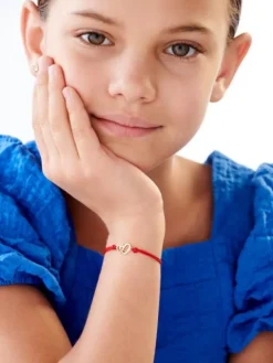 Bransoletka z elementami żółtego złota i diamentem - serca - 0,004 ct - próba 375