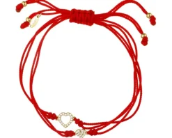 Bransoletka z elementami srebra i cyrkoniami - serca