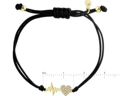 Bransoletka z elementami srebra i cyrkoniami - EKG serca, serce