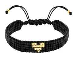 Bransoletka z elementami z żółtego złota i koralikami - serce