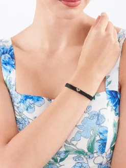 Bransoletka z elementami z żółtego złota i koralikami - serce