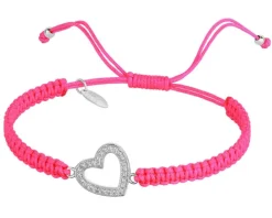 Bransoletka z elementami srebra i cyrkoniami - serce