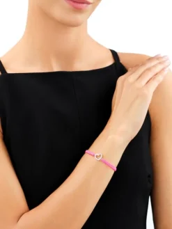 Bransoletka z elementami srebra i cyrkoniami - serce