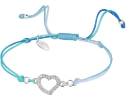 Bransoletka z elementami srebra i cyrkoniami z efektem Tie Dye - serce