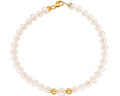 Bransoletka z elementami z żółtego złota - perły