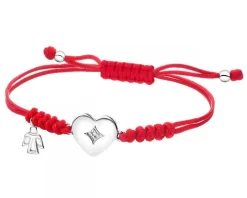 Bransoletka z elementami białego złota i diamentem - serce, aniołek - 0,003 ct - próba 585