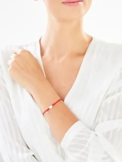 Bransoletka z elementami białego złota i diamentem - serce, aniołek - 0,003 ct - próba 585