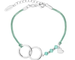 Bransoletka z elementami srebra i szlifowanym szkłem - koła, serce