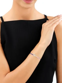 Bransoletka z elementami srebra i cyrkoniami z efektem Tie Dye - motyl