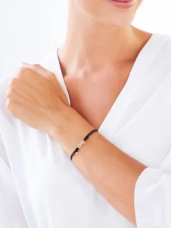 Bransoletka z elementami żółtego złota i diamentem - nieskończoność, serce - 0,004 ct - próba 375