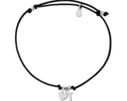 Bransoletka z elementami srebra - litera T, serce