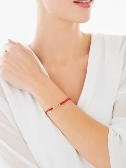 Bransoletka z elementami żółtego złota i diamentem - nieskończoność, litera K, serce - 0,005 ct - próba 375