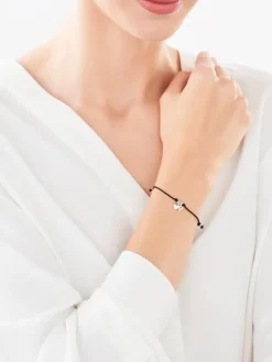 Bransoletka z elementami srebra - litera P, serce