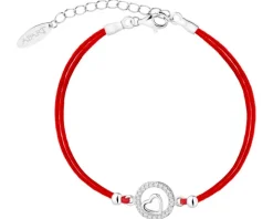 Bransoletka z elementami srebra i cyrkoniami - serca