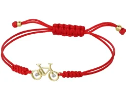 Bransoletka z elementami żółtego złota i diamentami - rower - 0,006 ct - próba 375