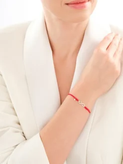 Bransoletka z elementami żółtego złota z diamentami - nieskończoność, serce, EKG serca - 0,01 ct - próba 375