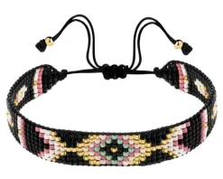 Bransoletka z elementami z żółtego złota i koralikami