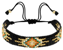 Bransoletka z elementami z żółtego złota i koralikami