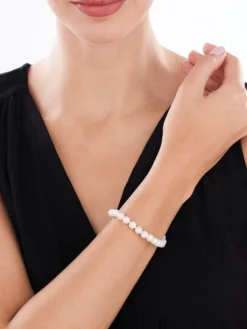 Bransoletka z elementami z żółtego złota - perły