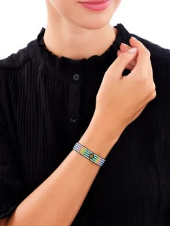 Bransoletka z elementami z żółtego złota i koralikami