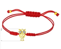 Bransoletka z elementami żółtego złota i diamentami - sowa - 0,006 ct - próba 375
