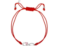 Bransoletka z elementami srebra i cyrkoniami - nieskończoność, serce