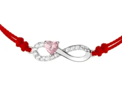 Bransoletka z elementami srebra i cyrkoniami - nieskończoność, serce