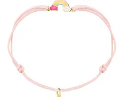 Bransoletka z emalią i elementami z żółtego złota - tęcza, chmurki