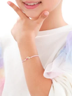 Bransoletka z emalią i  elementami z żółtego złota - tęcza, chmurki