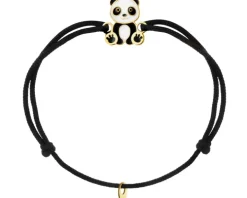 Bransoletka z emalią i elementami z żółtego złota - miś panda