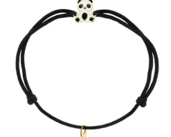 Bransoletka z emalią i elementami z żółtego złota - miś panda