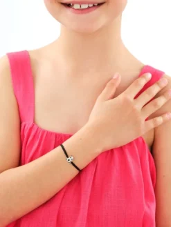 Bransoletka z emalią i elementami z żółtego złota - miś panda