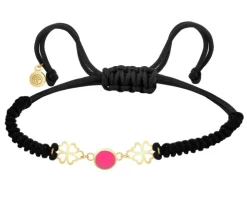 Bransoletka z emalią i elementami z żółtego złota - koniczyny