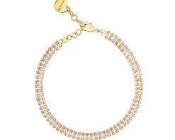 Bransoletka z mosiądzu pozłacana z cyrkoniami